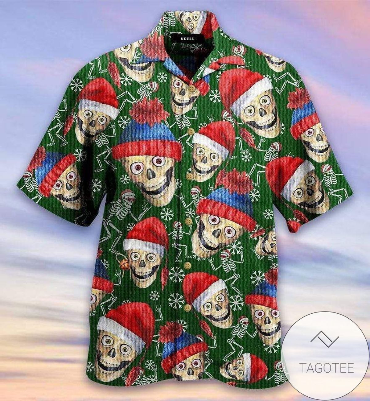 Discover Cool Funny Christmas Skull Green Hawaiian Shirts