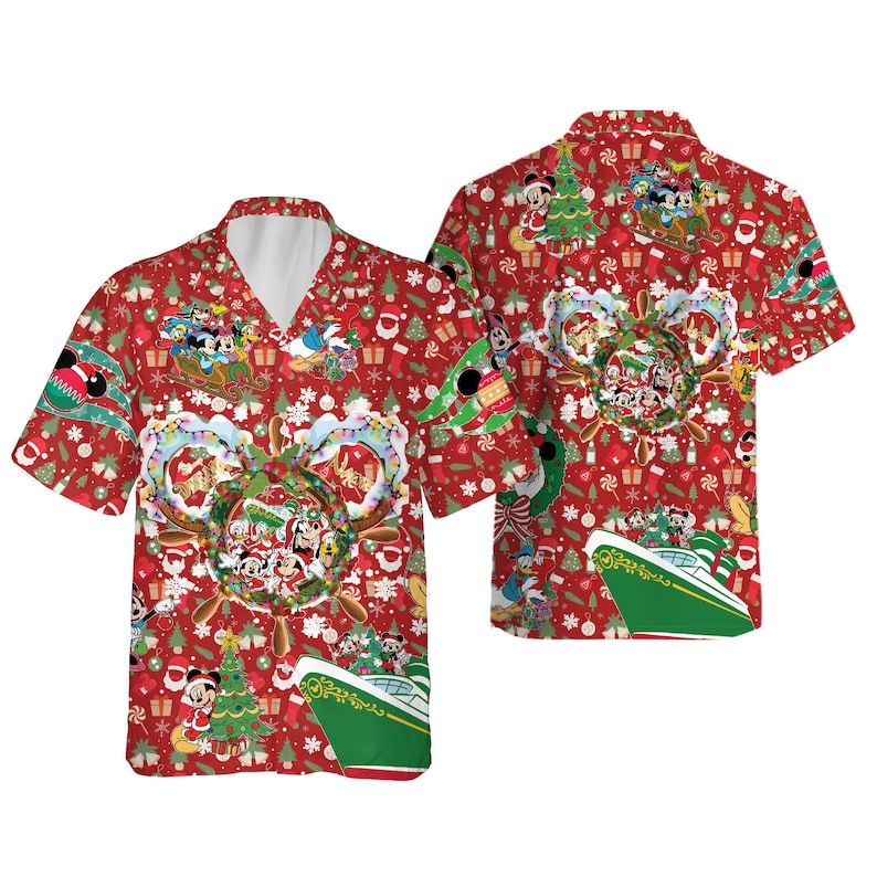 Disney Cruise Hawaiian Christmas World Aloha Hawaii Mickey Friends Xmas Shirt