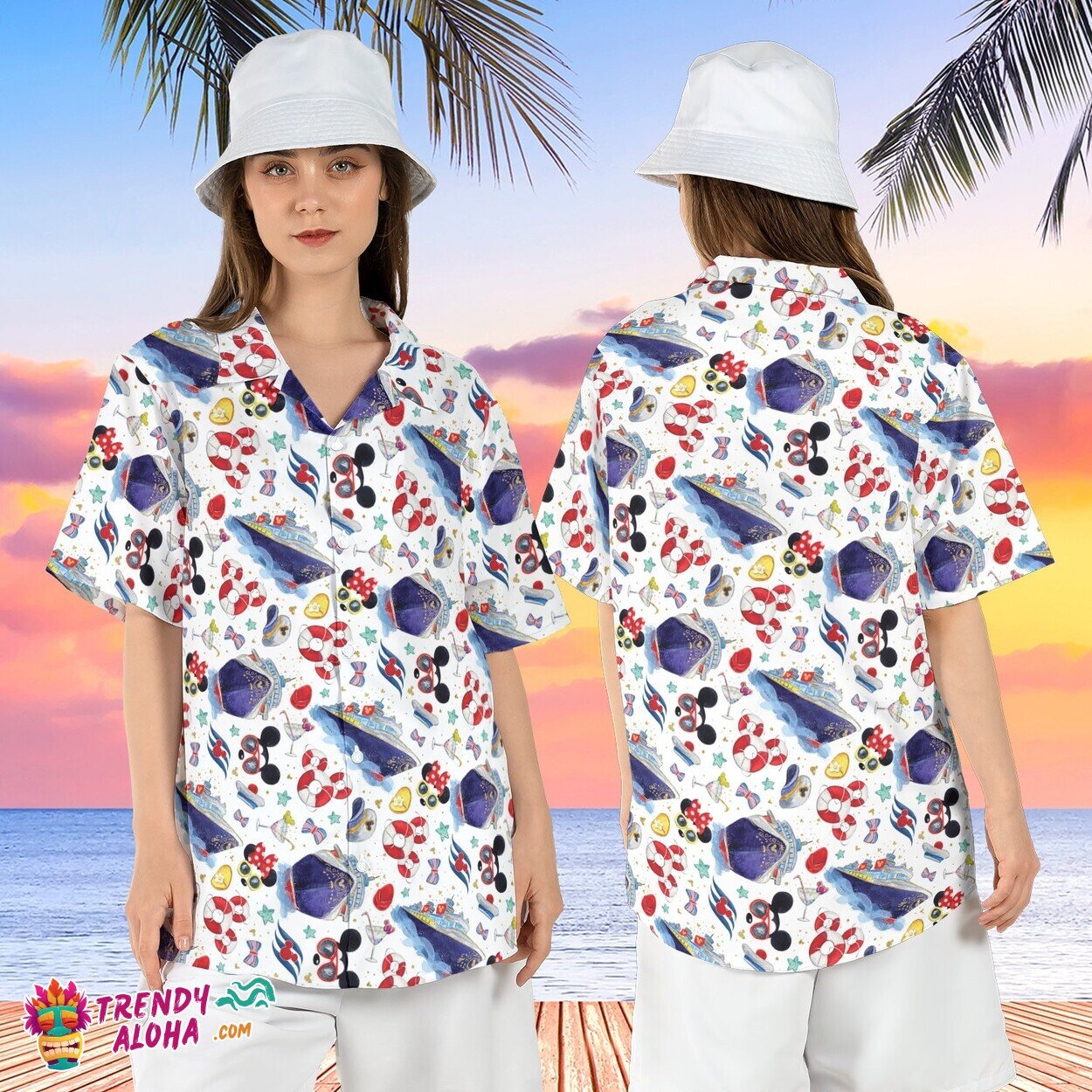 Disney Cruise Mickey and Minnie Tropical Summer Vacation Aloha Tee