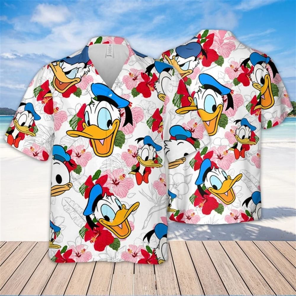 Disney Donald Duck Hibiscus Inspired Hawaiian Shirt Disney Donald Duck Hibiscus Inspired Hawaiian Shirt