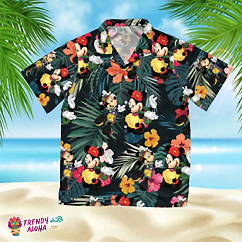 Disney Mickey Minnie Mouse Summer Holiday Family Aloha Hawaiian Beach Shirt