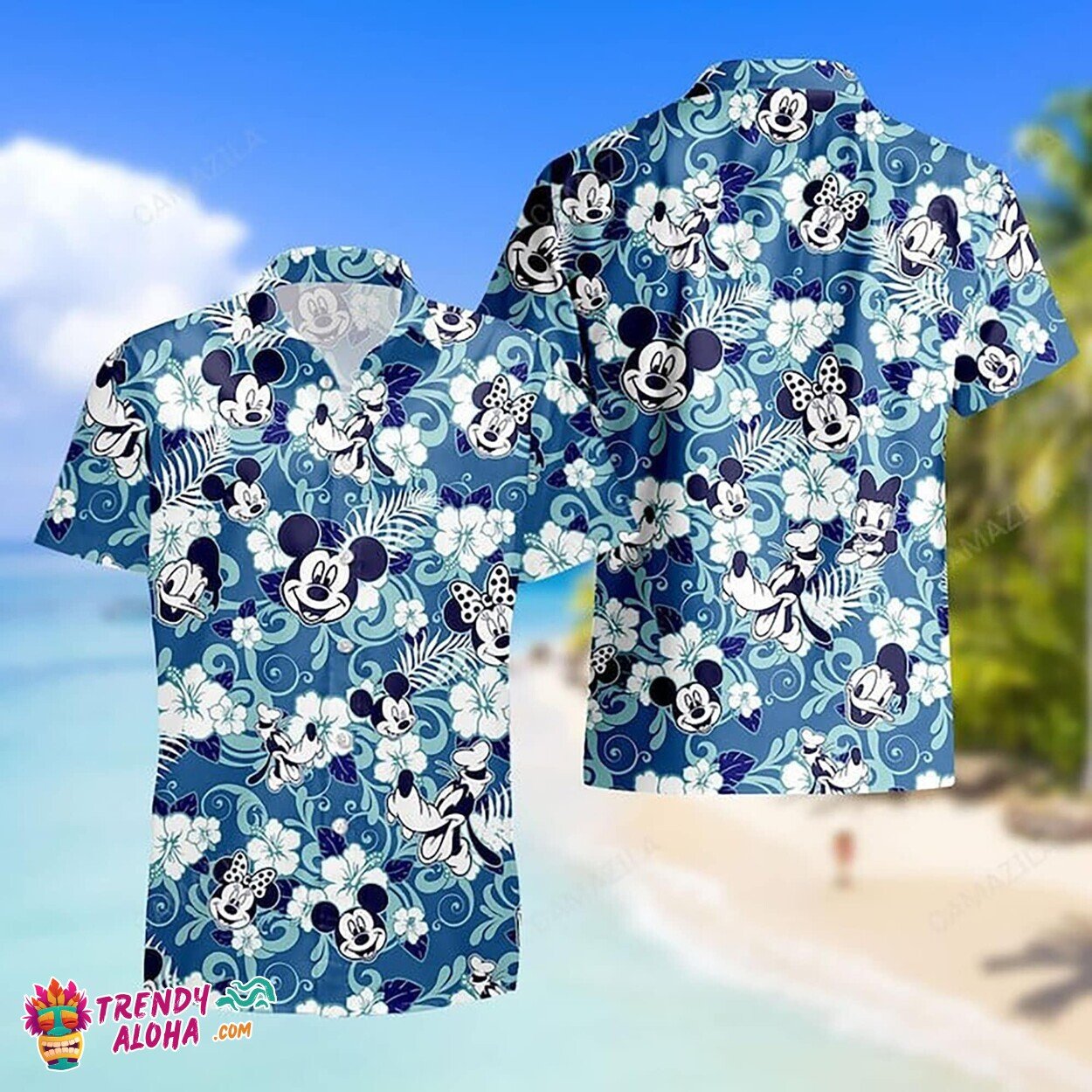 Disney Pirates Caribbean Festive Mickey Friends Aloha Hawaiian Shirt