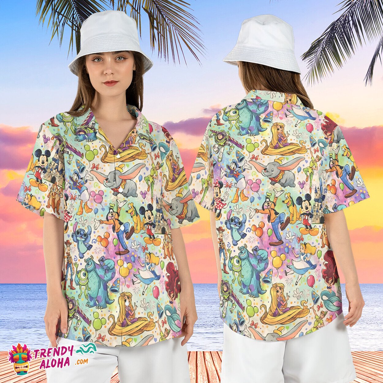 Disneyland Magic Kingdom Vacation Mickey Friends Hawaiian Shirt