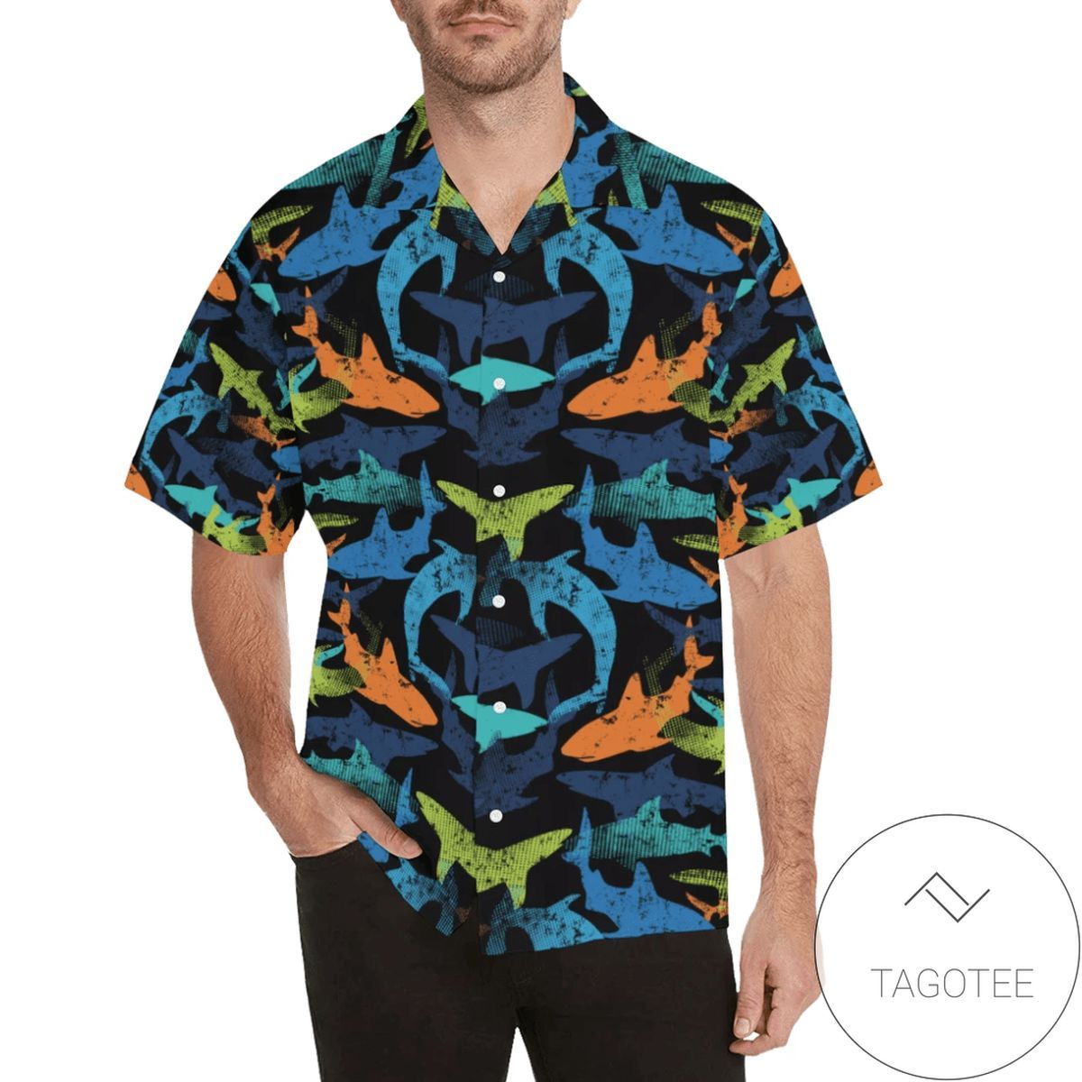 Dive Into Summer With Shark Themed Hawaiian Shirt Vibe Design
