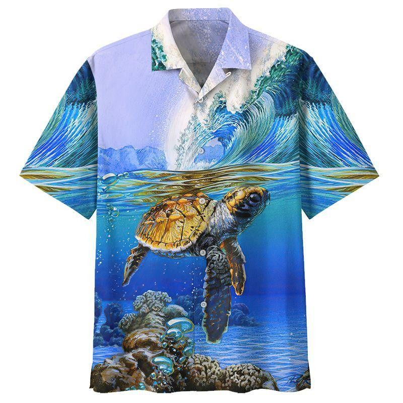 Dive into Tropics with Single Turtle Hawaiian Shirt