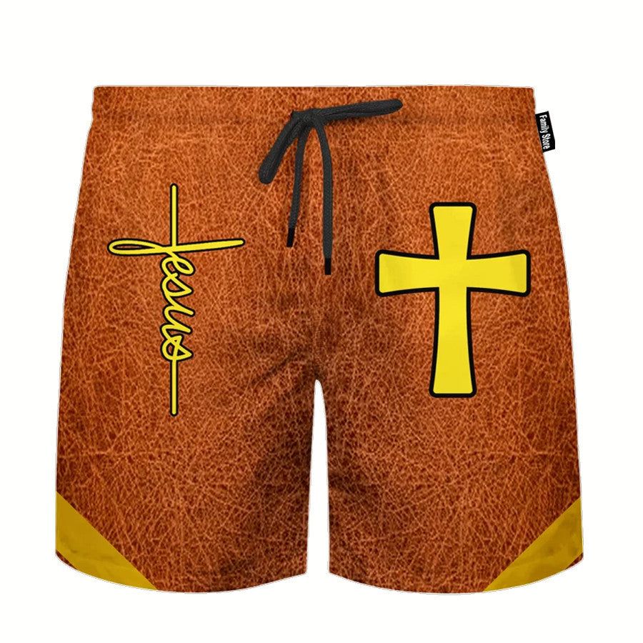 Divine Sands of Jesus: Sacred Coastal Paradise Shorts Divine Sands of Jesus: Sacred Coastal Paradise Shorts