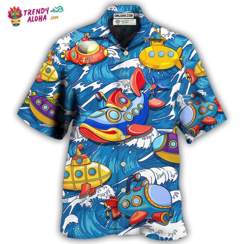 Diving Submarine Wave Art Style Hawaiian Shirt – Trendy Aloha Diving Submarine Wave Art Style Hawaiian Shirt – Trendy Aloha