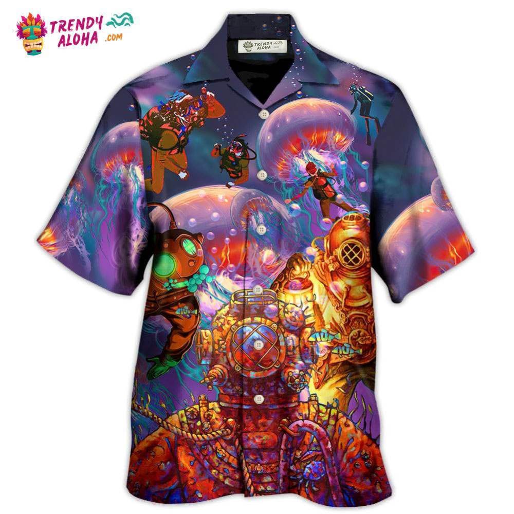 Diving With Big Jellyfishes In Fantasy Under Sea Hawaiian Shirt – Trendy Aloha