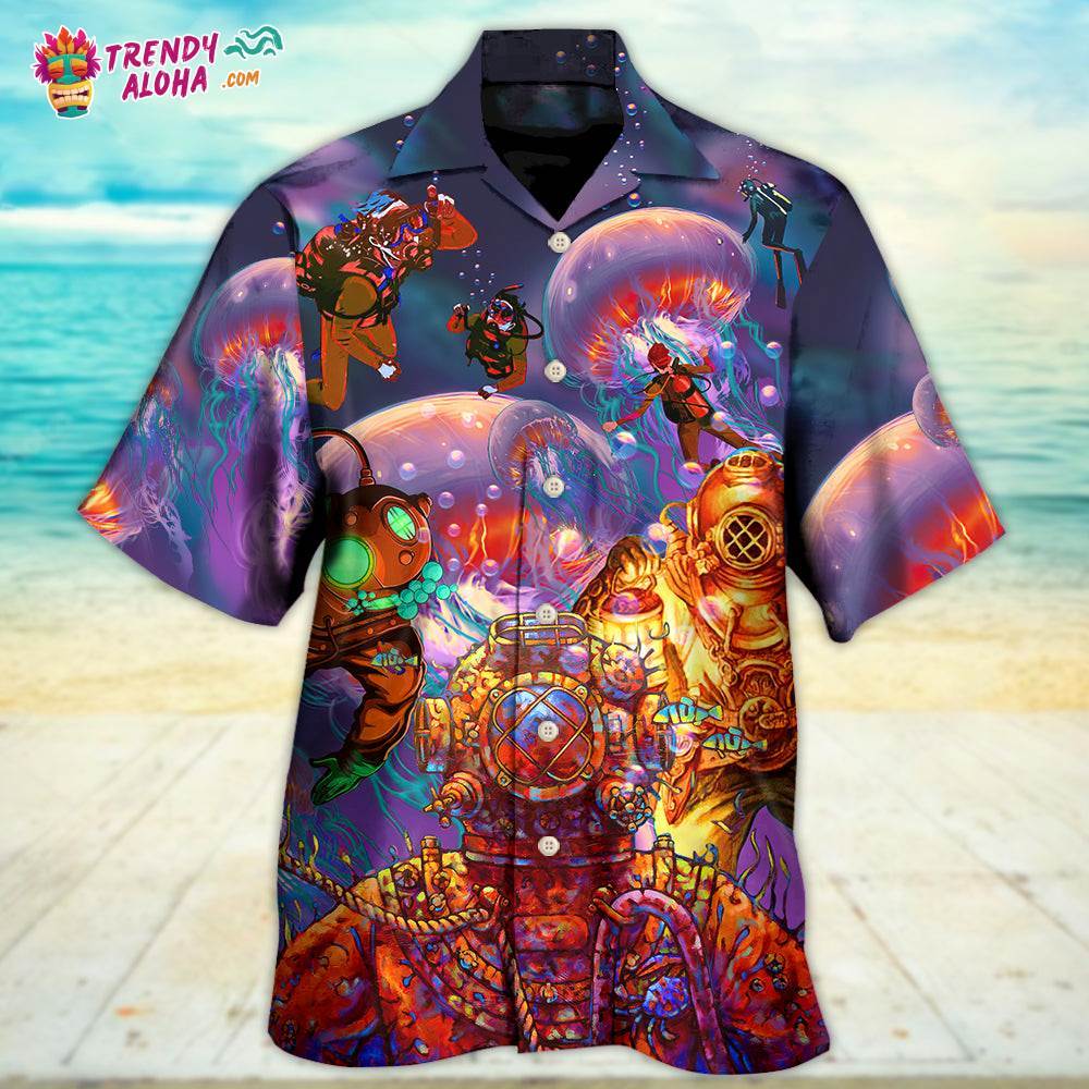 Diving With Big Jellyfishes In Fantasy Under Sea Hawaiian Shirt – Trendy Aloha