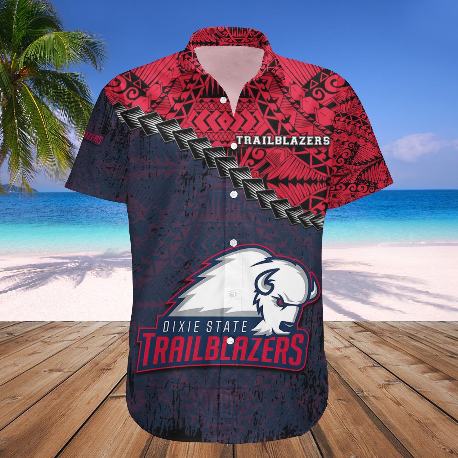 Dixie State Trailblazers Hawaii Shirt Grunge Polynesian Tattoo – NCAA