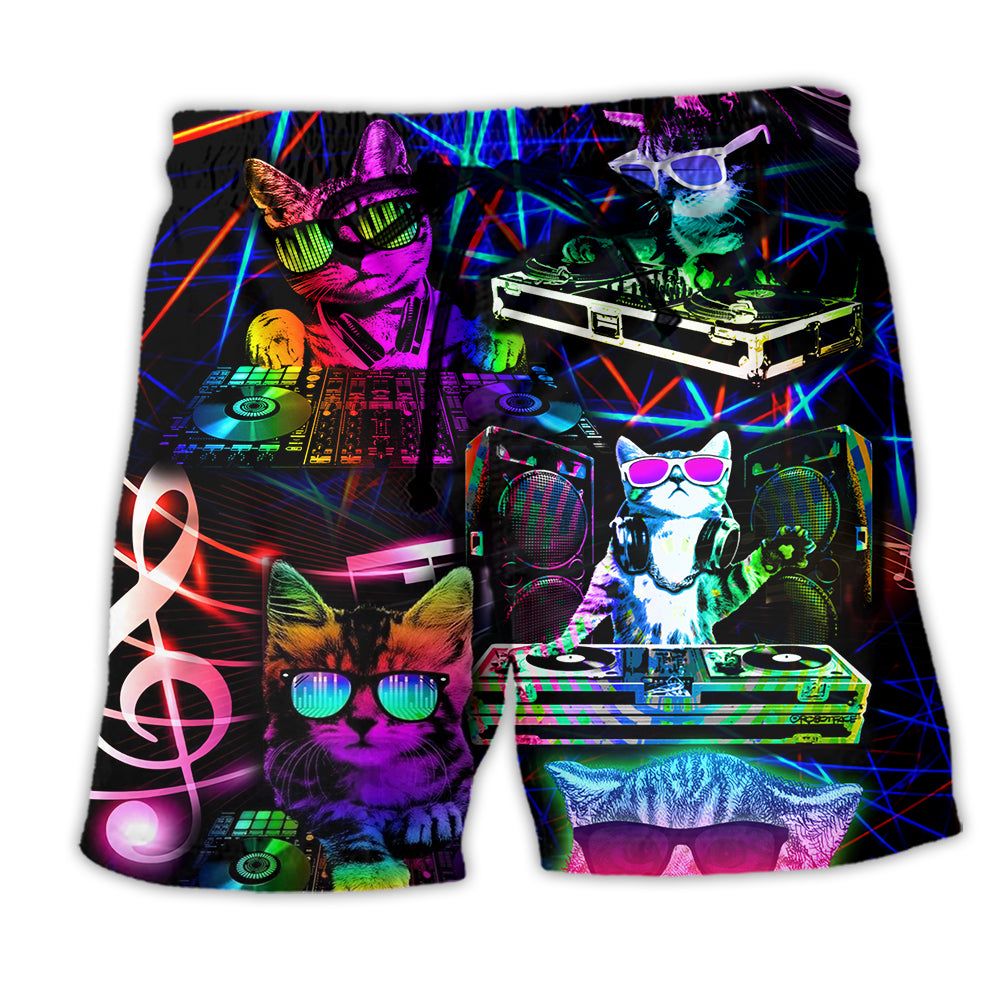 Dj Cat Life Stunning Trendy Aloha Hawaiian Beach Shorts