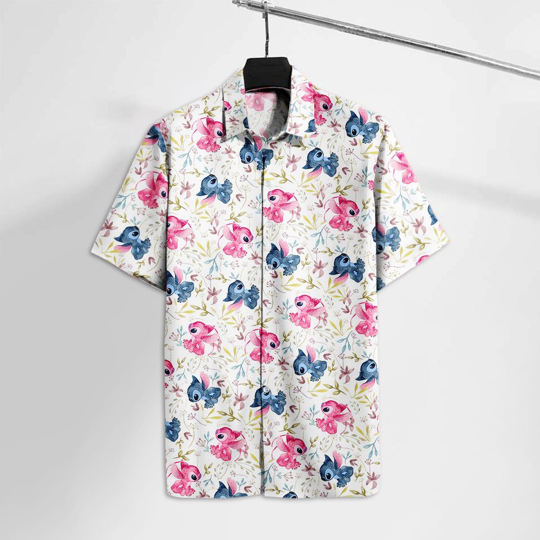 Dn Hawaiian Shirt Stitch Blue And Pink Pattern Hawaii Tshirt Cute Dn Stitch Aloha Shirt