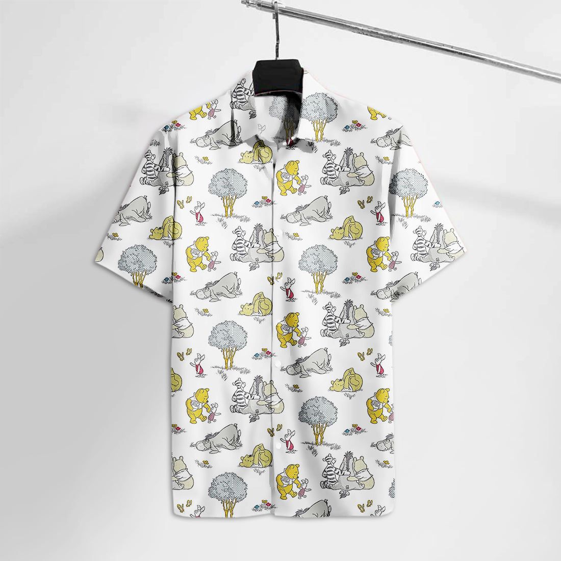 Dn Wtp Hawaiian Shirt Comic Pooh Bear &Friends Eeyore Piglet Tigger Hawaii Tshirt Dn Wtp Aloha Shirt