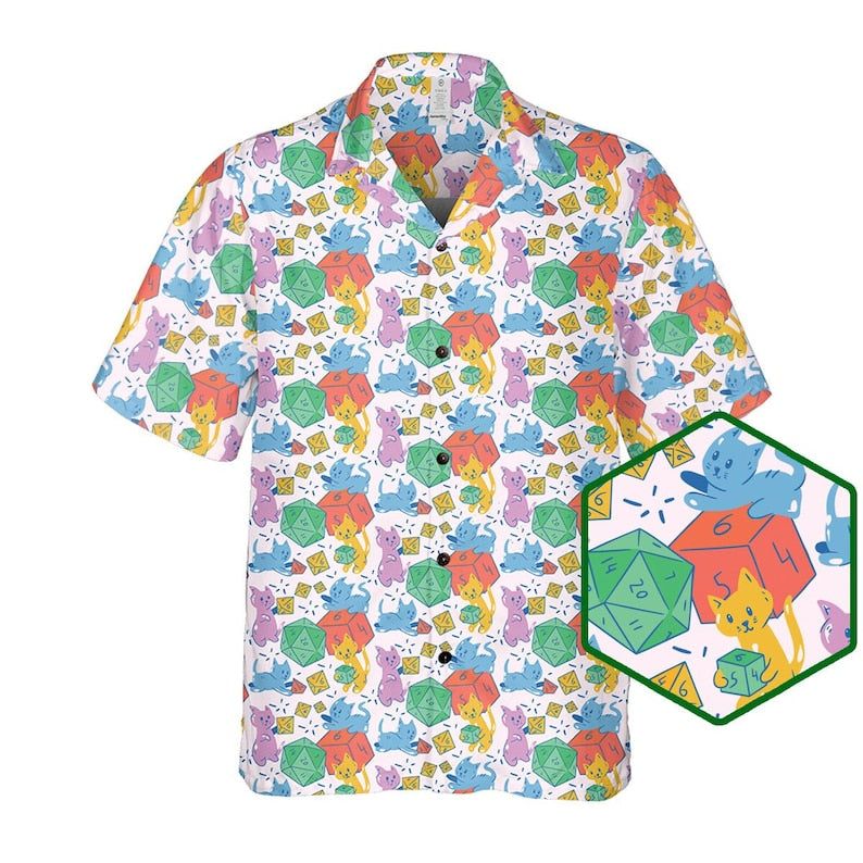 Dnd Cat Shirt, Dnd Shirt,Dnd Hawaiian Shirt, Dungeon Cat, Dungeon Meowster