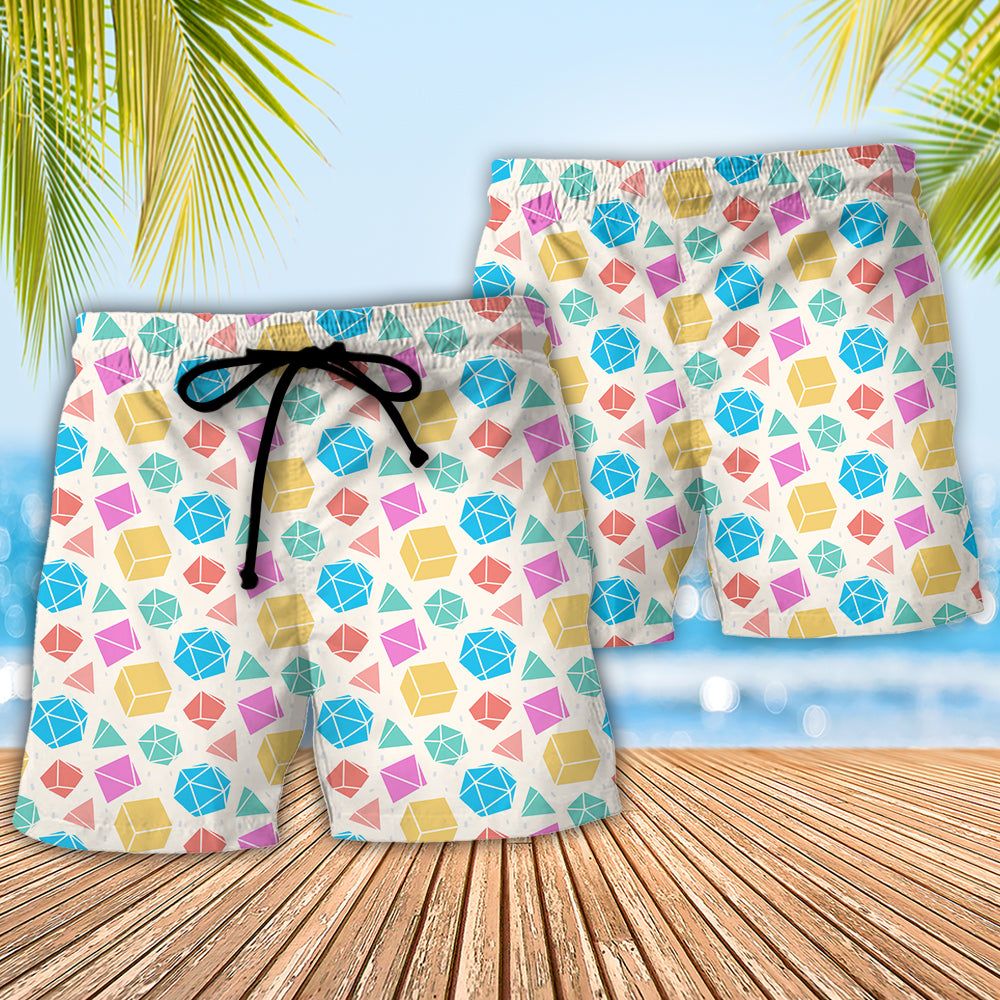 Dnd Dice Polygonal Pattern Trendy Aloha Hawaiian Beach Shorts
