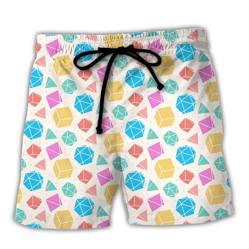 Dnd Dice Polygonal Pattern Trendy Aloha Hawaiian Beach Shorts