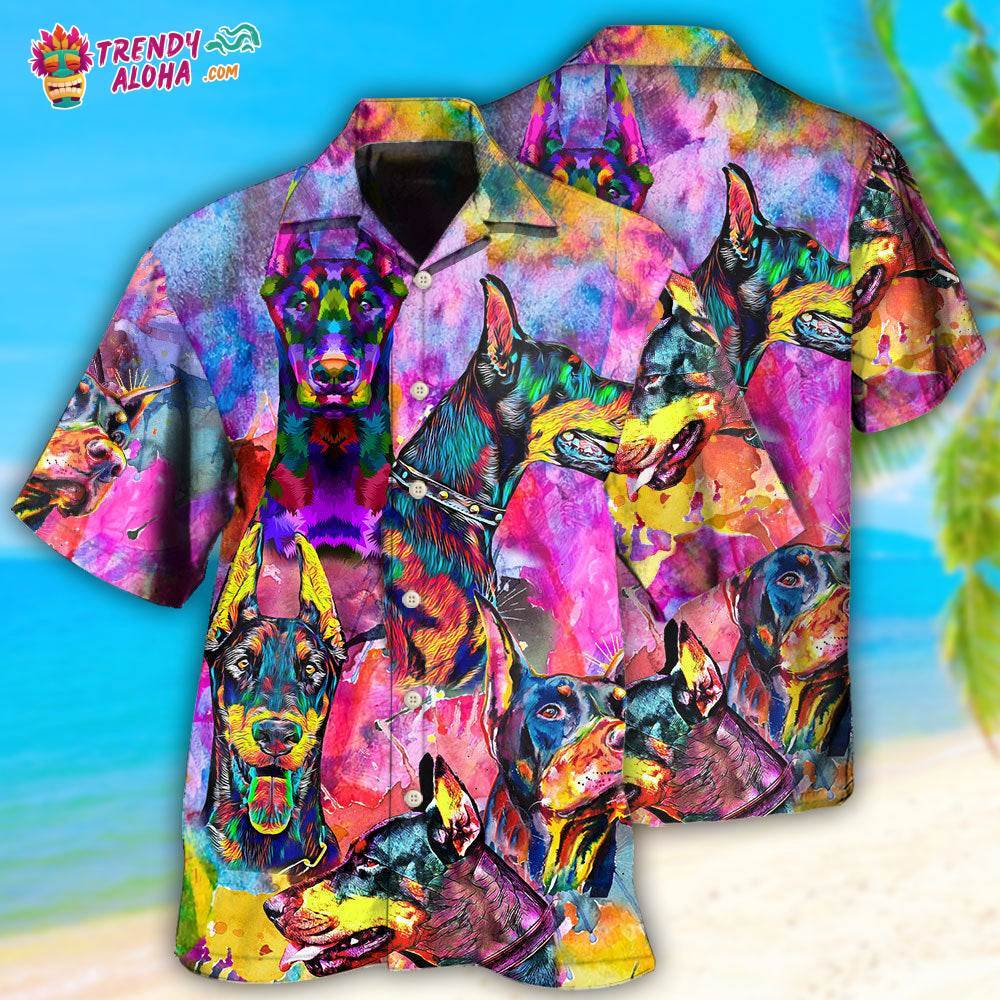 Doberman Colorful Painting So Cool Hawaiian Shirt – Trendy Aloha