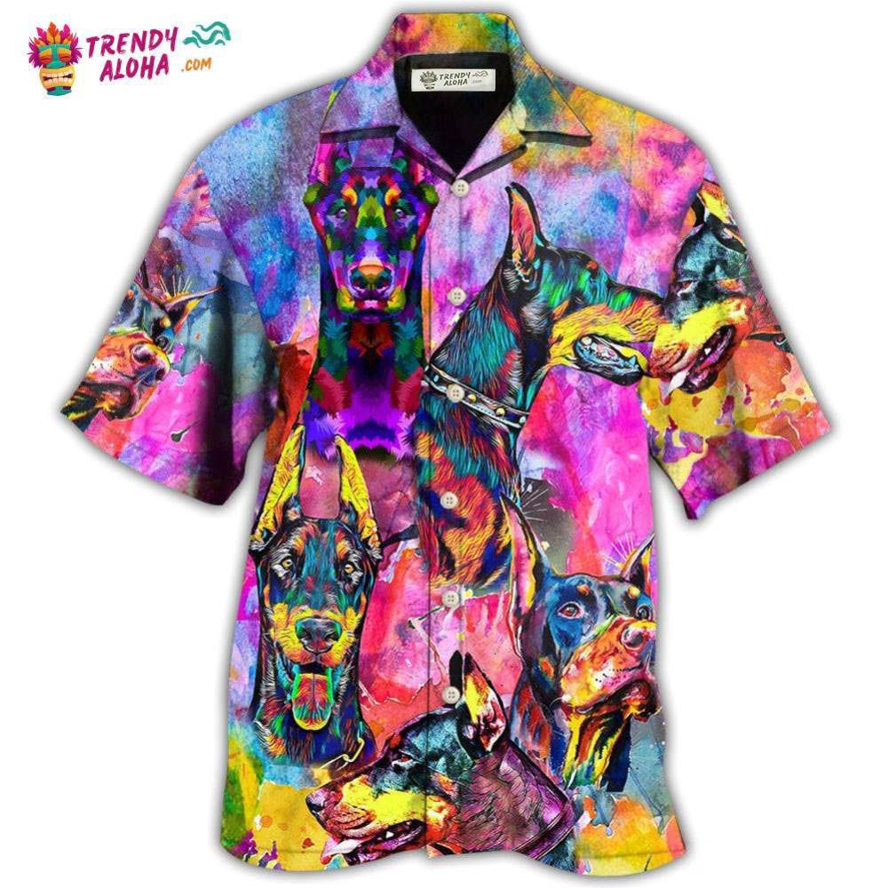 Doberman Colorful Painting So Cool Hawaiian Shirt – Trendy Aloha Doberman Colorful Painting So Cool Hawaiian Shirt – Trendy Aloha