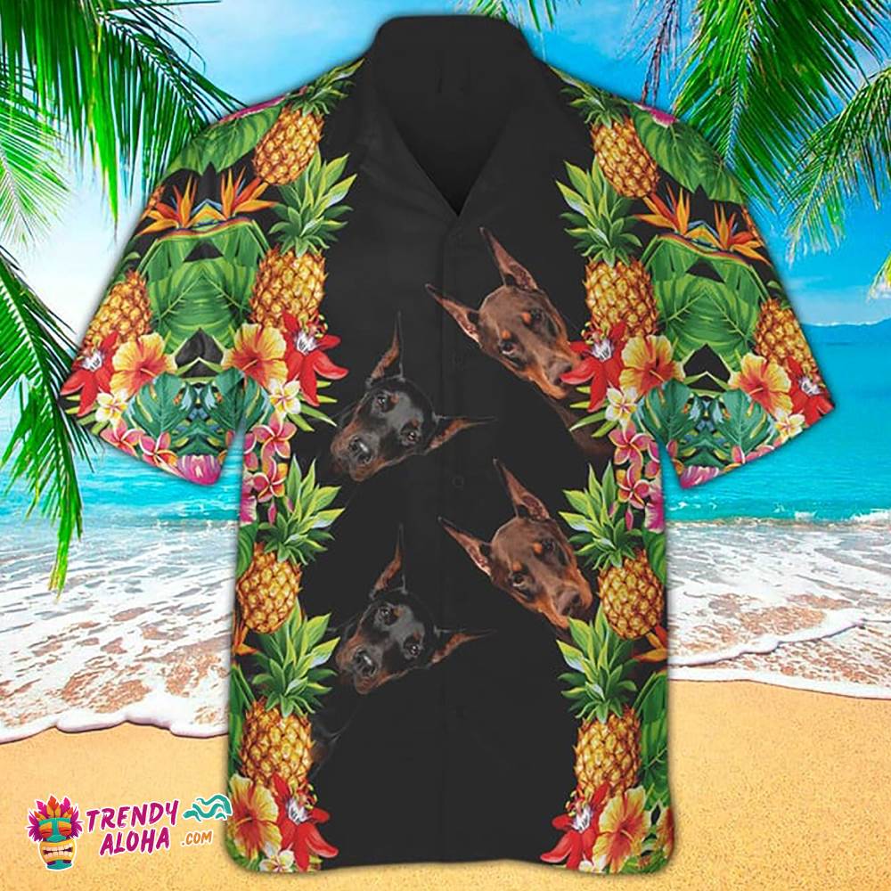 Doberman Hawaiian Shirt Doberman & Pineapple Hawaiian Aloha Beach Shirt