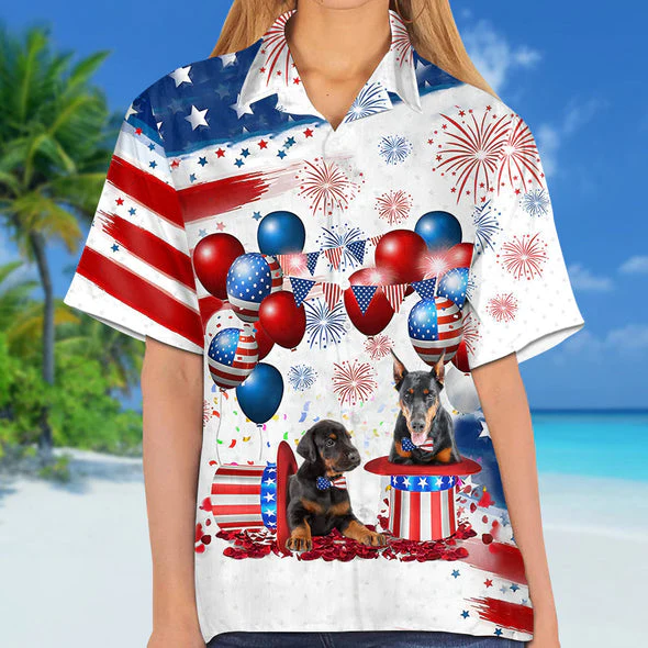 Doberman Independence Day Trendy Hawaiian Shirt For Men And Women, 4Th Of July Trendy Hawaiian Shirt