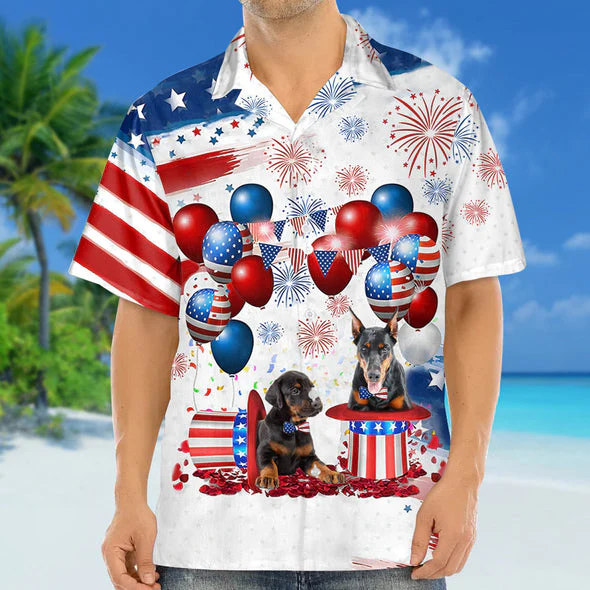 Doberman Independence Day Trendy Hawaiian Shirt For Men And Women, 4Th Of July Trendy Hawaiian Shirt