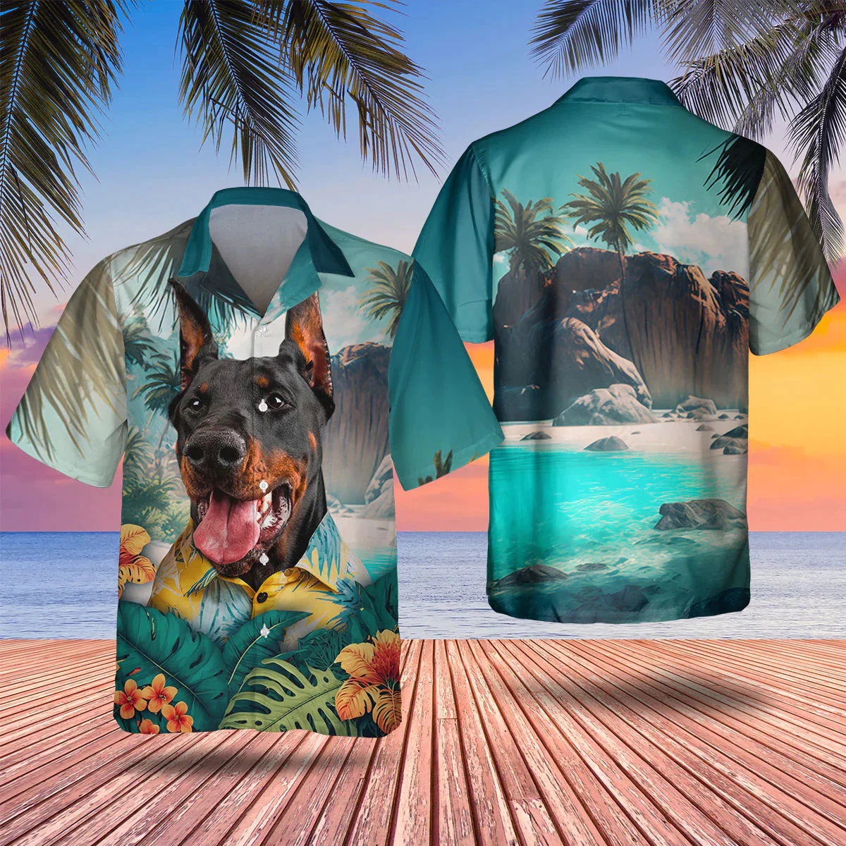 Doberman Pinscher 3D Tropical Trendy Hawaiian Shirt, Dog Lover Trendy Hawaiian Shirt, Summer Gift For Men And Women Doberman Pinscher 3D Tropical Trendy Hawaiian Shirt, Dog Lover Trendy Hawaiian Shirt, Summer Gift For Men And Women