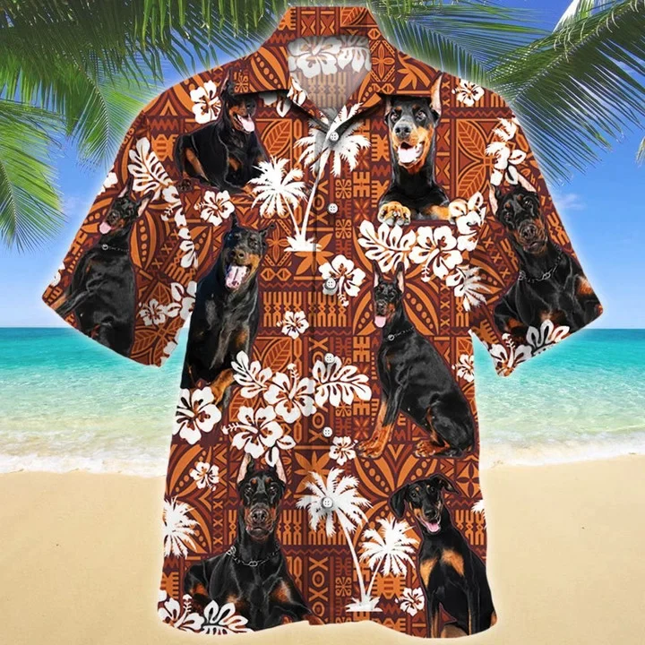 Doberman Pinscher Cute Face Dog Lovers Red Tribal Trendy Hawaiian Shirt, Short Sleeve Hawaiian Aloha Shirt For Men And Women Doberman Pinscher Cute Face Dog Lovers Red Tribal Trendy Hawaiian Shirt, Short Sleeve Hawaiian Aloha Shirt For Men And Women