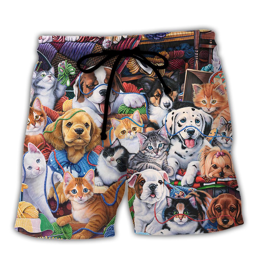 Playful Cat Mesh Shorts