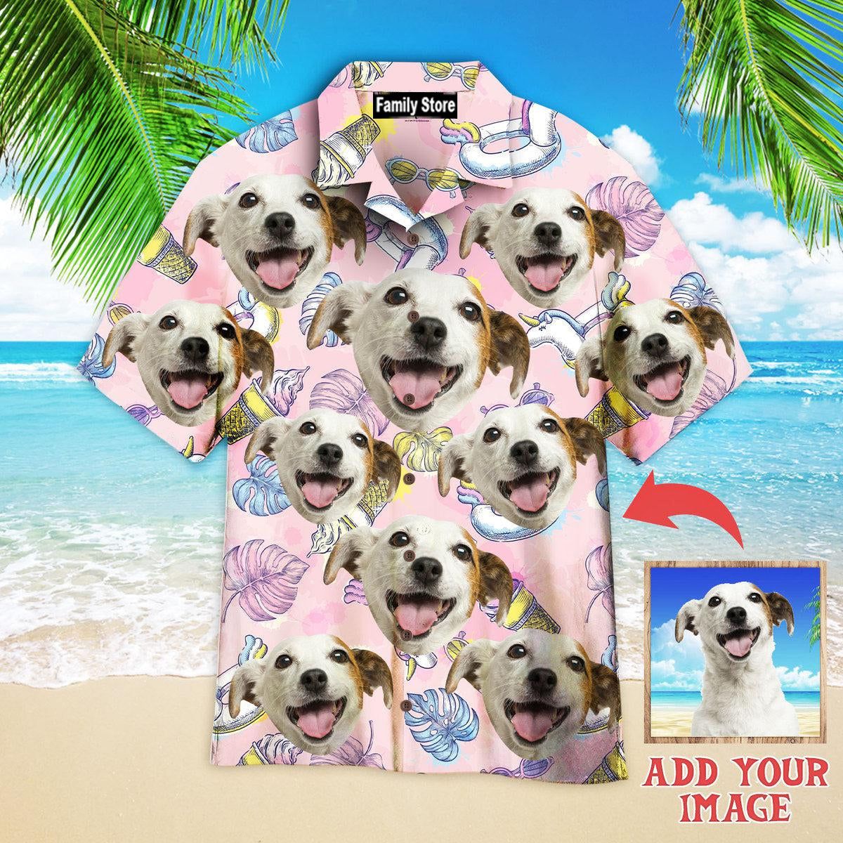 Dog And Summer Unicorn On Pink Custom Hawaiian Shirt