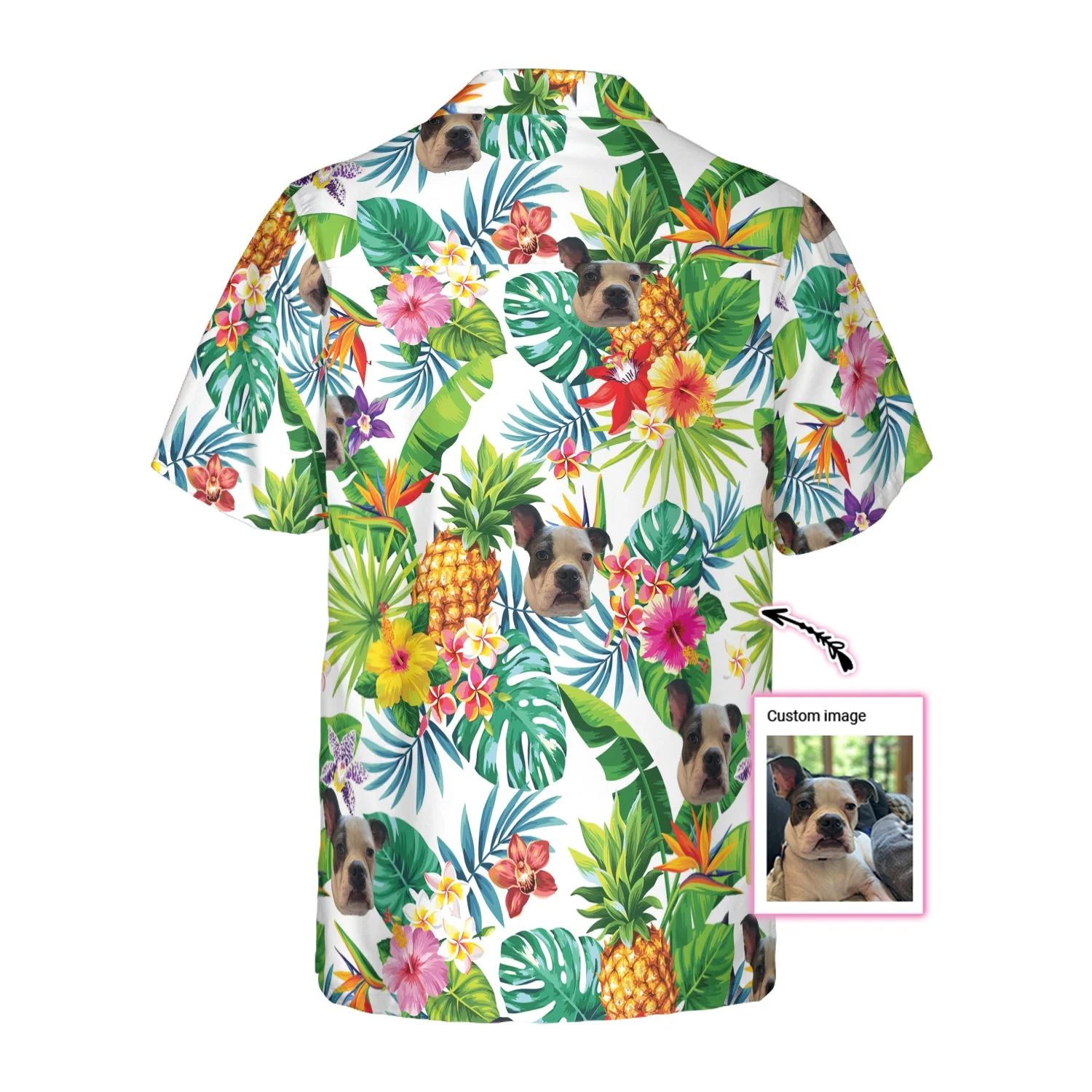 Dog And Tropical Pineapple Custom Photo Men Trendy Hawaiian Shirt For Dog Lovers