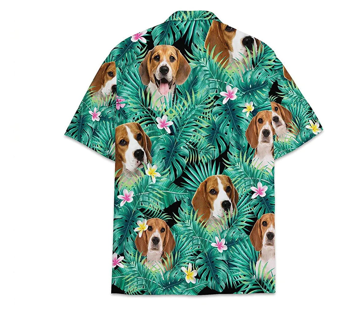 Dog Beagle Pattern Short Tall Trendy Hawaiian Shirt, Button Up Aloha Shirt For Men, Women