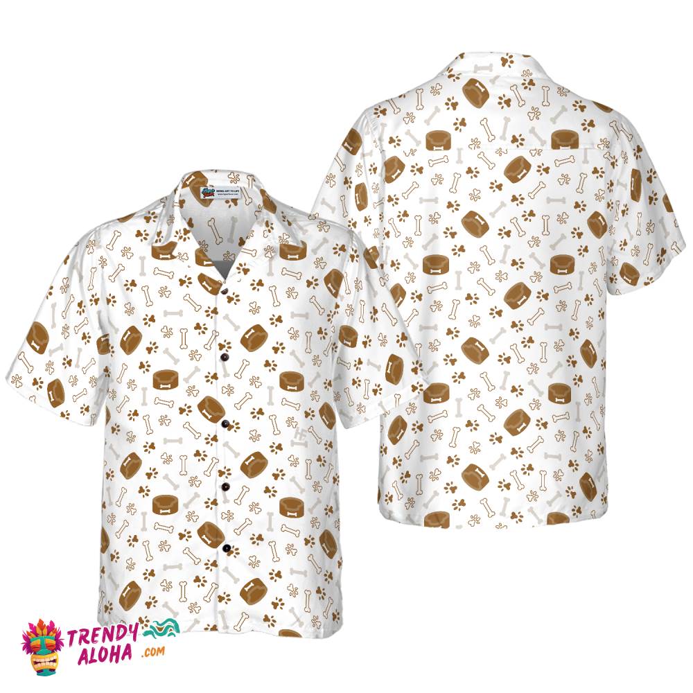 Dog Bone And Bowl Seamless Hawaiian Shirt Dog Bone And Bowl Seamless Hawaiian Shirt