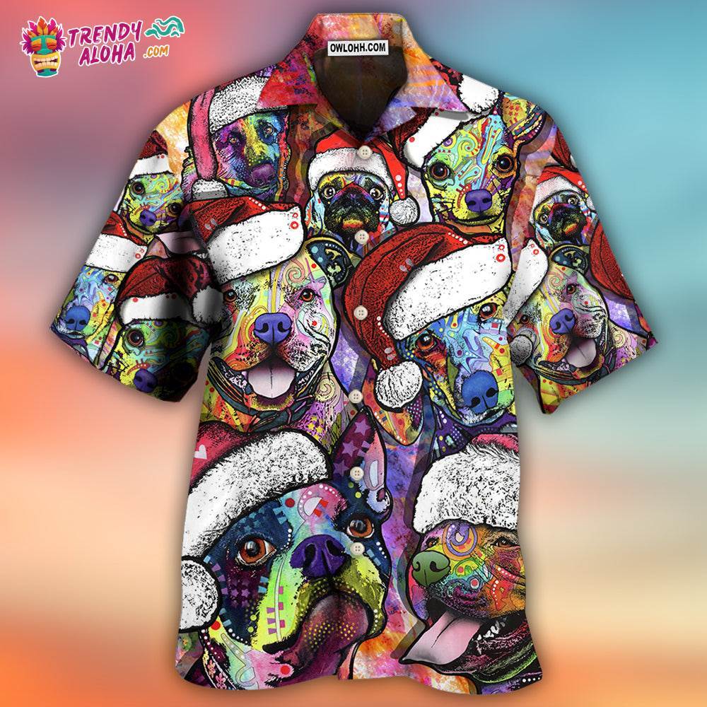 Dog Christmas Colorful Art Style Hawaiian Shirt – Trendy Aloha