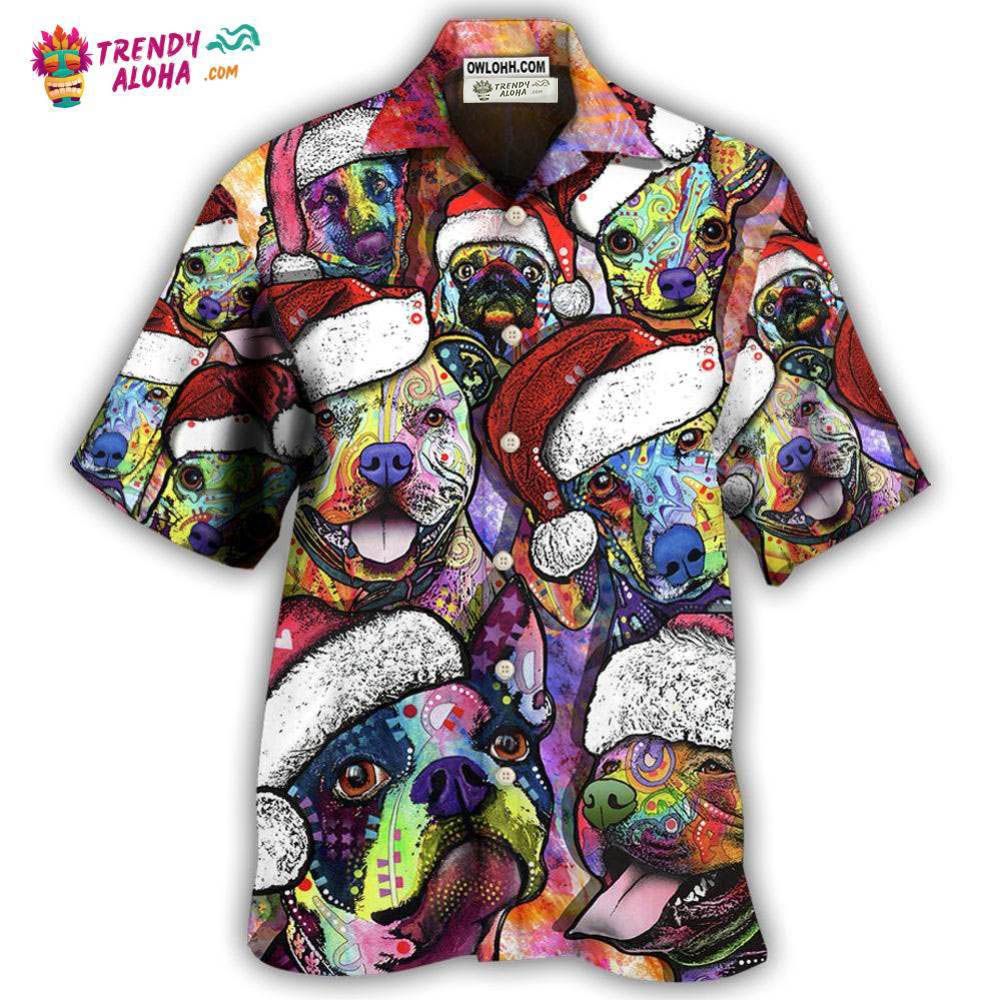 Dog Christmas Colorful Art Style Hawaiian Shirt – Trendy Aloha Dog Christmas Colorful Art Style Hawaiian Shirt – Trendy Aloha