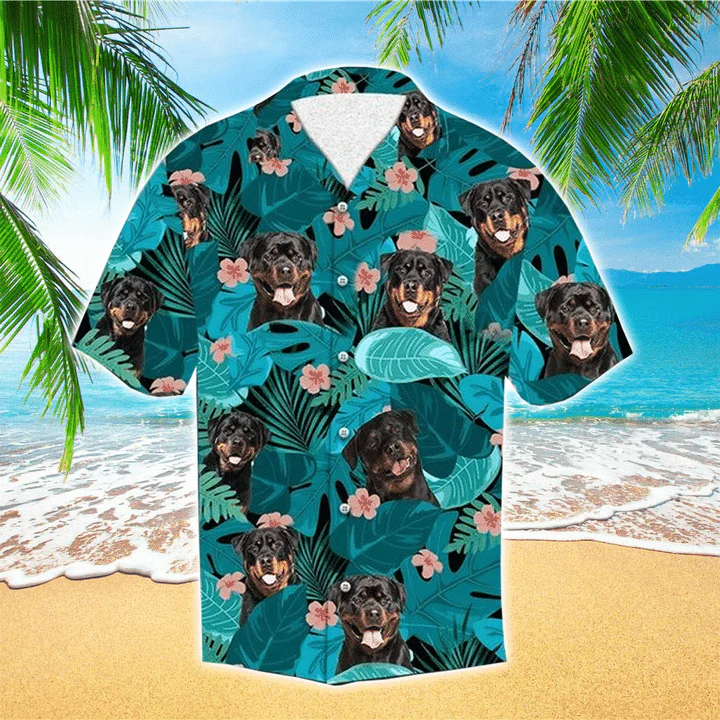 Dog Happy Summer With Rottweiler Edition Trendy Hawaiian Shirt, Flowers Aloha Shirt For Dog Lovers