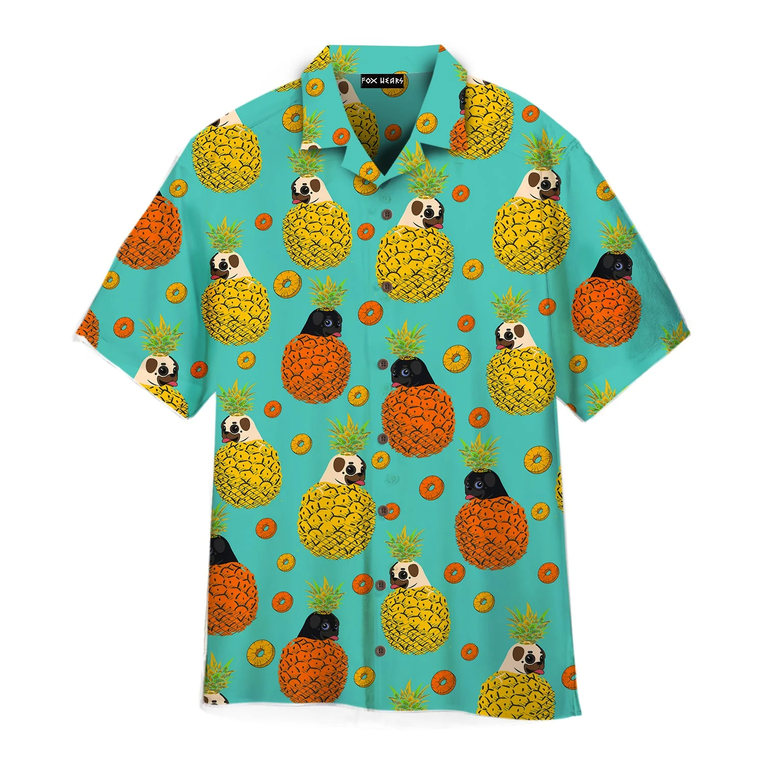 Dog In Juicy Pineapple Print Hawaiian Shirt