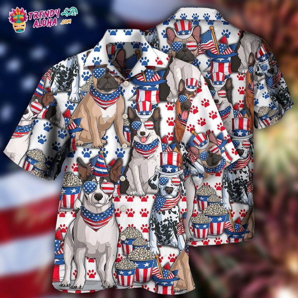 Dog Independence Day Dogs Hawaiian Shirt – Trendy Aloha