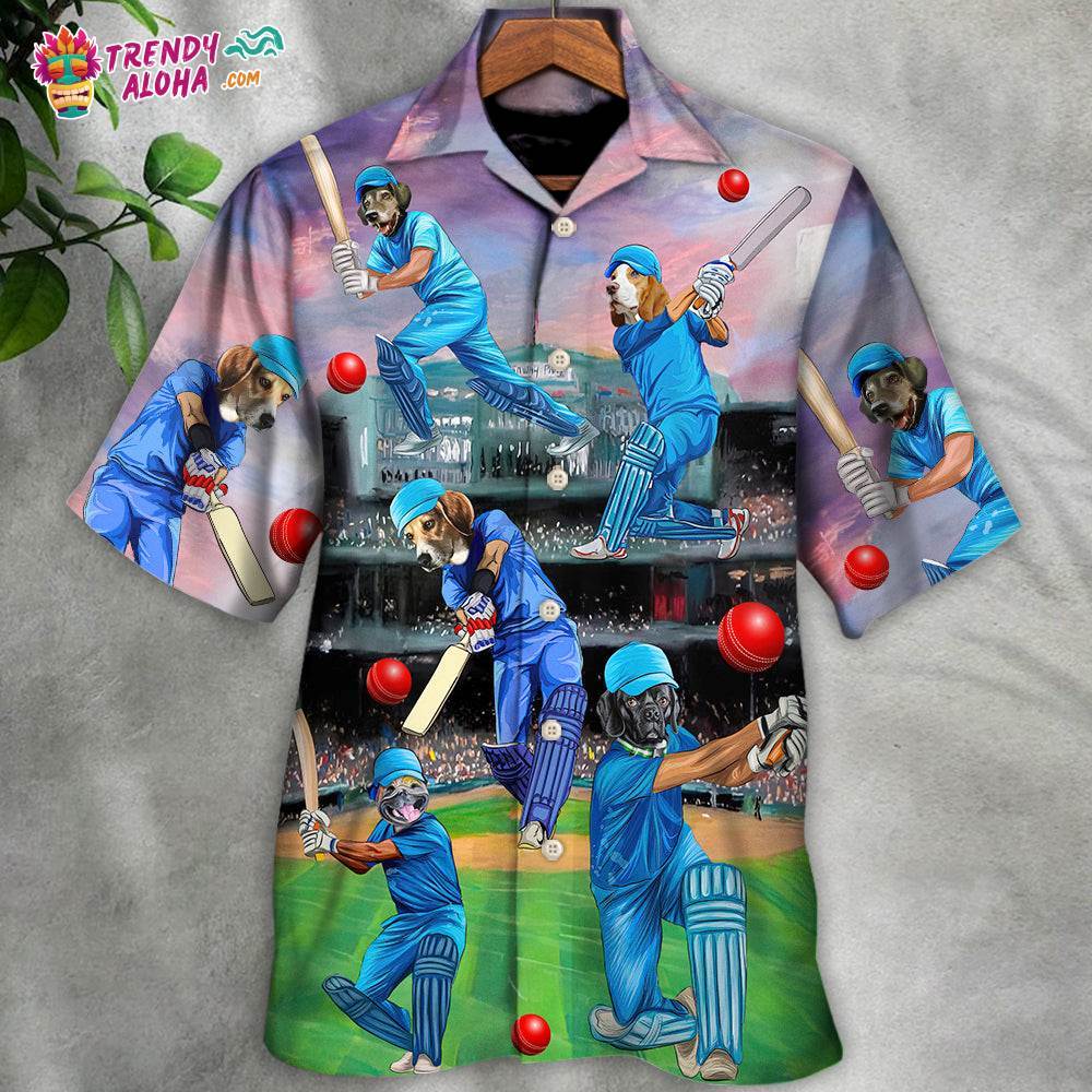 Dog Love Cricket Funny Lover Cricket And Dog Hawaiian Shirt – Trendy Aloha