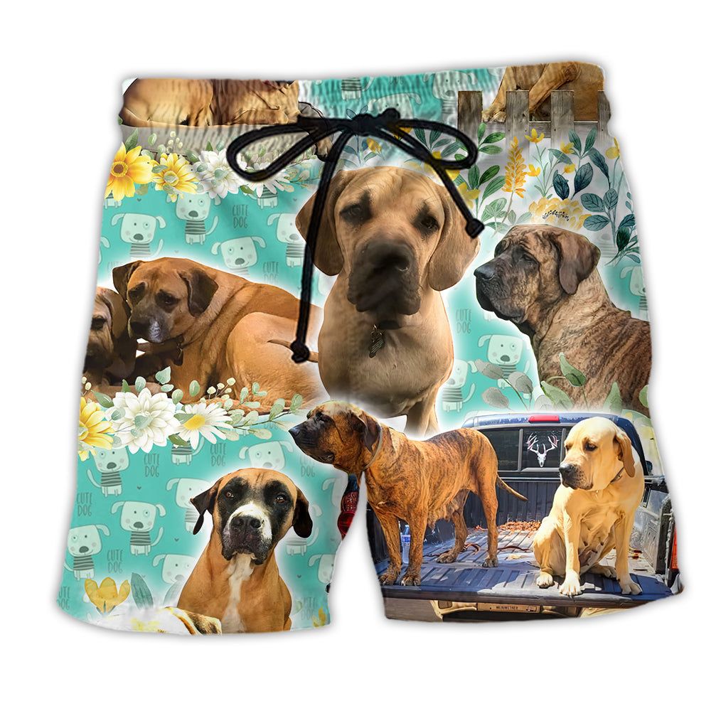 Dog Love Dog Floral Trendy Aloha Hawaiian Beach Shorts Dog Love Dog Floral Trendy Aloha Hawaiian Beach Shorts