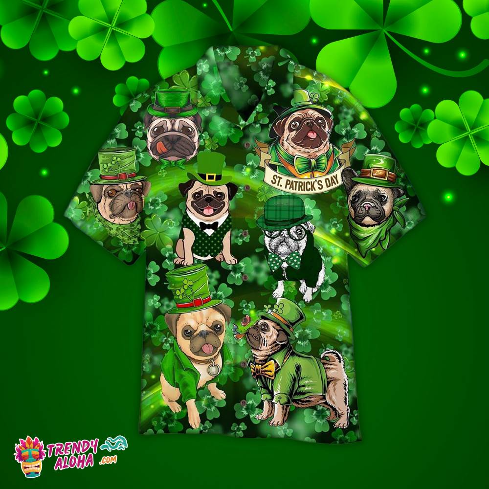 Dog Love Irish Happy Patrick Day Hawaiian Aloha Beach Shirt