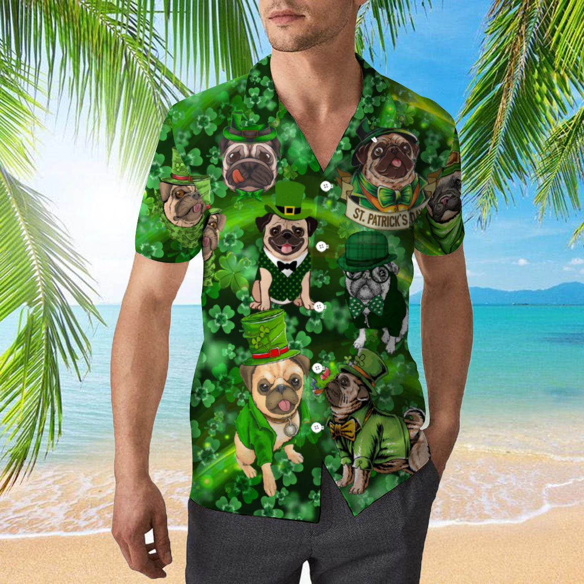 Dog Love Irish Happy Patrick Day Trendy Hawaiian Shirt  Aloha Shirt