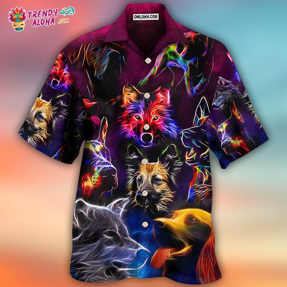 Dog Neon Lightning Style Hawaiian Shirt – Trendy Aloha