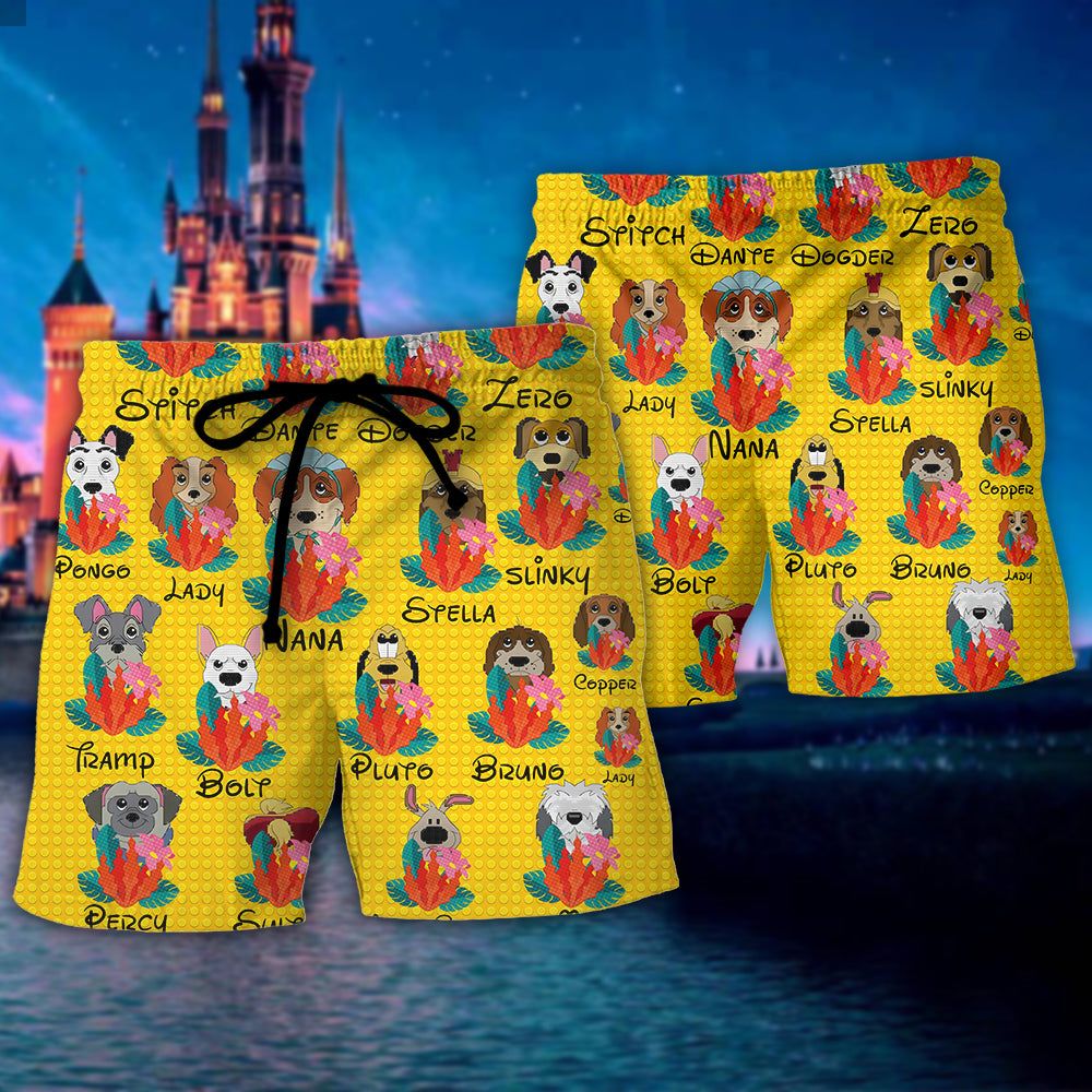 Dog Of Dn Funny Dog Tropical Floral Lego Style Lovers Dog Trendy Aloha Hawaiian Beach Shorts