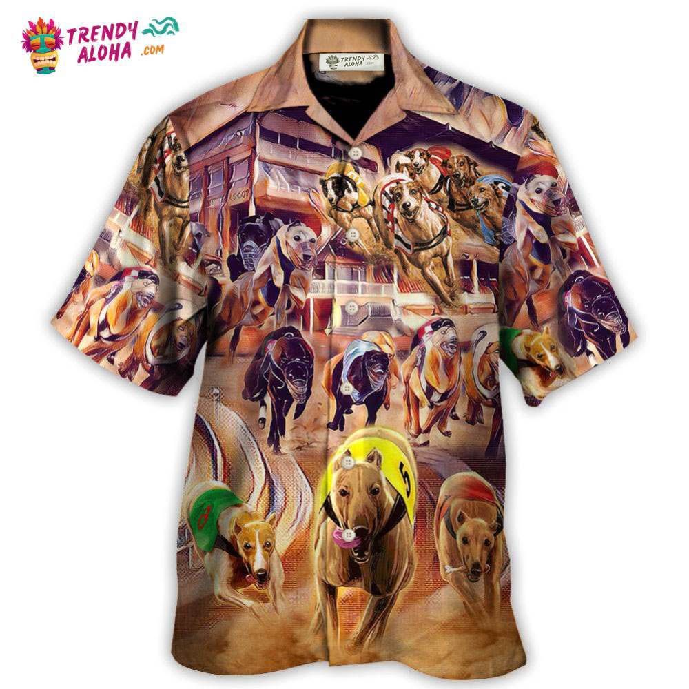 Dog Racing Painting We Love Dog Racing Greyhound Hawaiian Shirt – Trendy Aloha