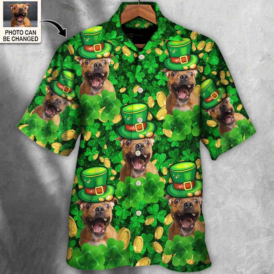 Dog St Patrick’s Day Dog Lover Funny Gift Custom Photo Personalized Hawaiian Shirt