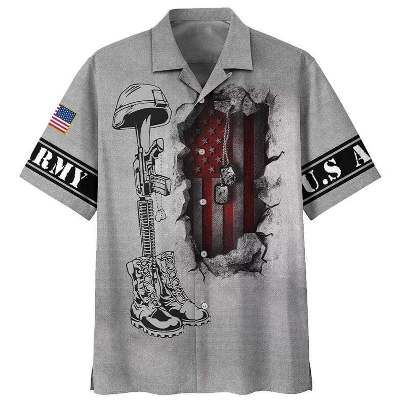 Dog Tag Us Army Do Not Give In To The War Veterans Hawaiian Shirt