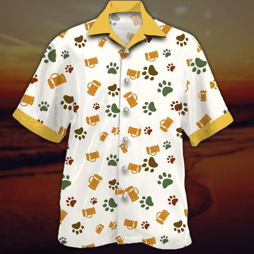Dog With Beer Trendy Hawaiian Shirt