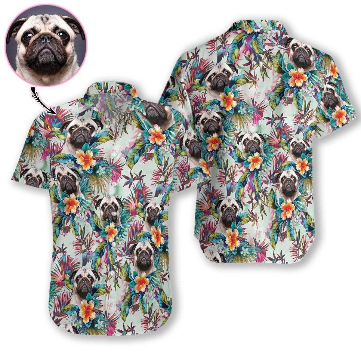 Dog With Tropical Flowers Custom Hawaiian Shirt