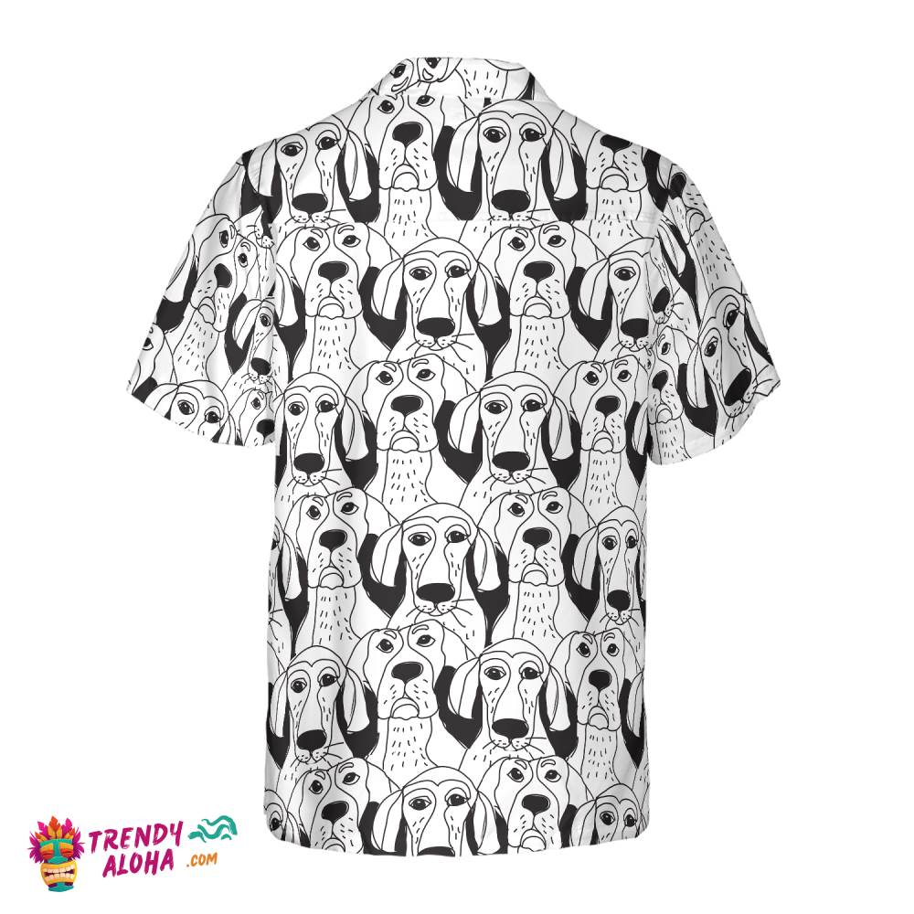 Dogs Emotions Black And White Seamless Hawaiian Shirt