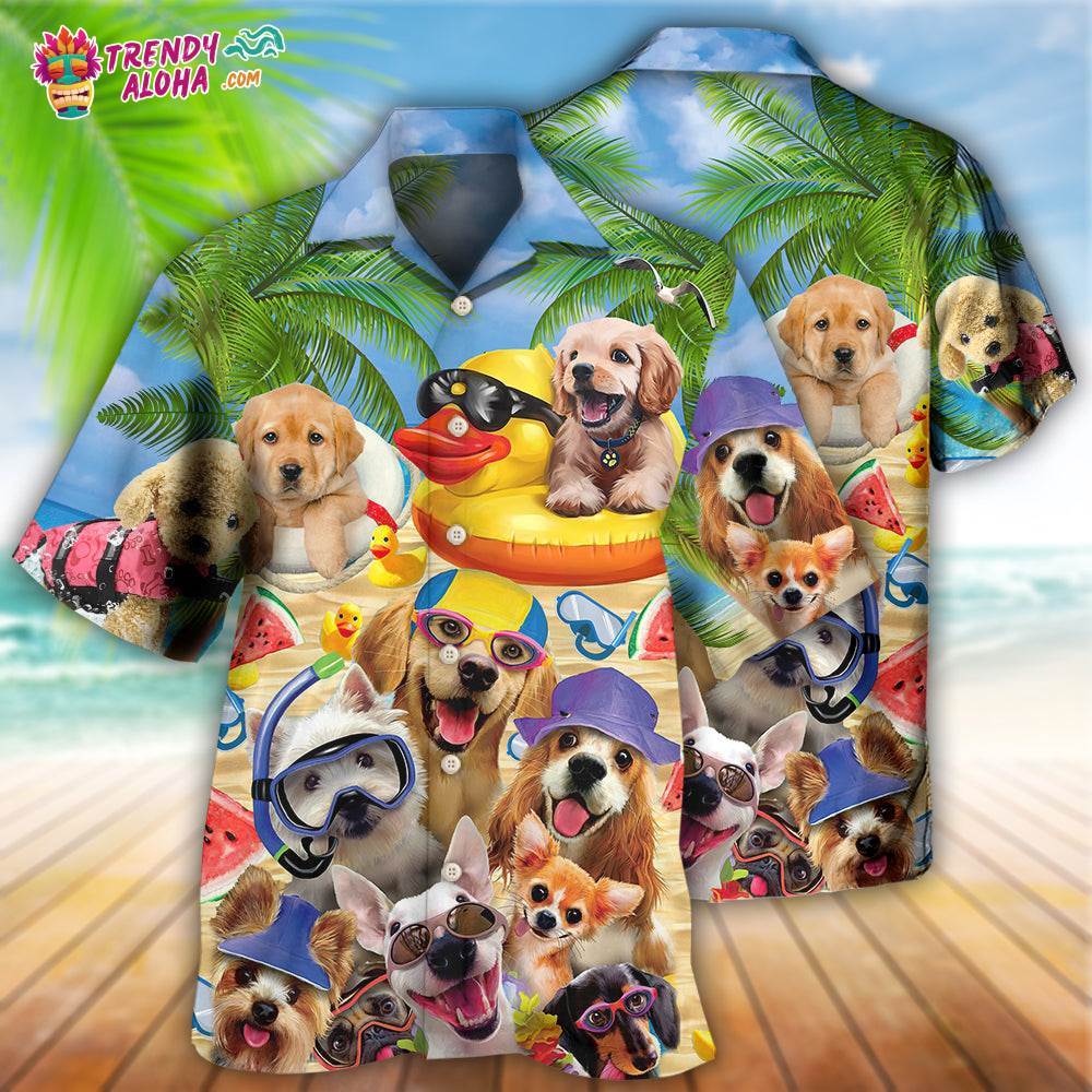 Dogs Funny Summer Of Happy Puppies Hawaiian Shirt Trendy Aloha